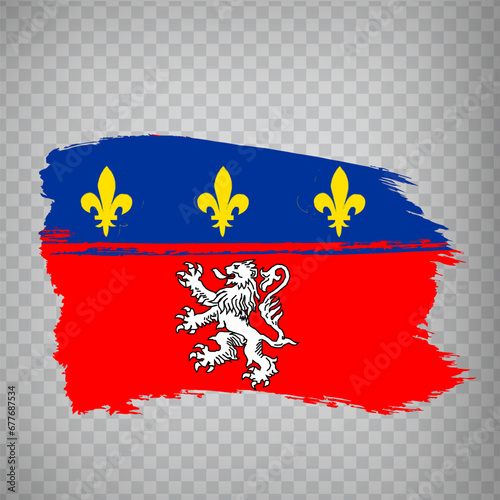 Flag of Lyon brush strokes. Flag Lyon is the city of France on transparent background for your web site design, app, UI. EPS10.