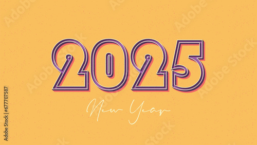 2025 Happy New Year celebration with minimal design. Premium vector design for poster, banner, greeting and new year 2025 celebration.