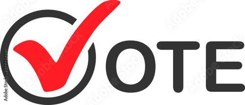 Vote. Election sign. Vote check mark logo. Campaign symbols. Editable color