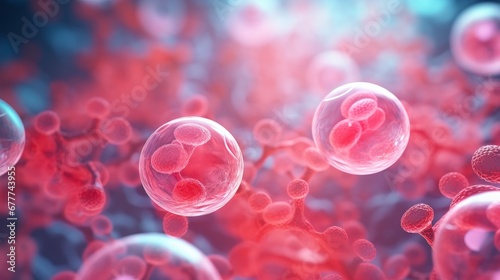 3d rendering of Human cell or Embryonic stem cell microscope background, Geneative AI