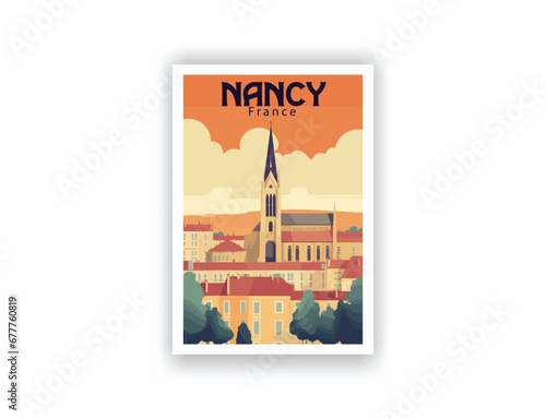 Nancy, France. Vintage Travel Posters. Vector art. Famous Tourist Destinations Posters Art Prints Wall Art and Print Set Abstract Travel for Hikers Campers Living Room Decor