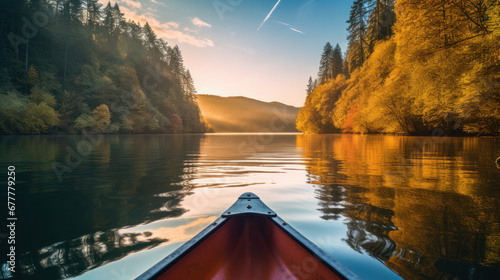 canoe in lake. adventure and freedom