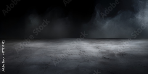 3d render of a grunge room interior Empty room with floor abstract stage of dark room concrete floor stage background. AI Generative