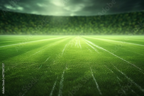Grass texture with 3D land: empty surface sports and farm background. Football field and farming concept design. Generative AI