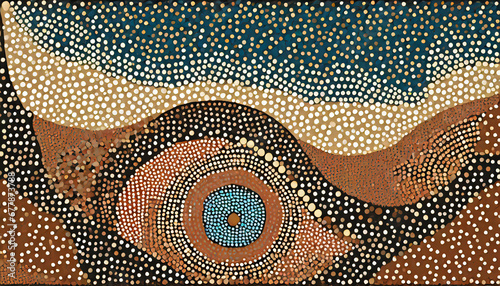 an illustration based on aboriginal style of dot painting ai generative art