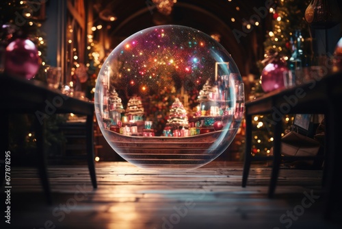 Winter Wonderland Captured in a Sparkling Glass Ball Generative AI