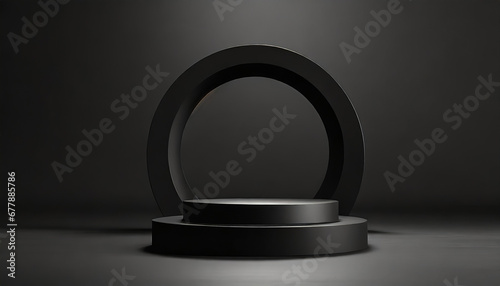 black round arch podium pedestal presentation of a new product studio sale on black friday