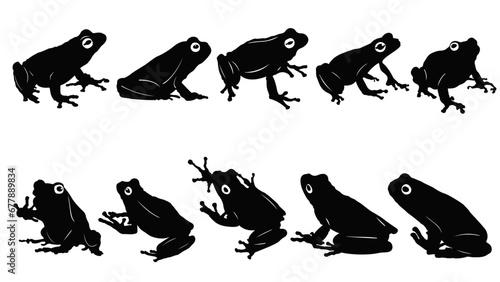 silhouettes of frogs, frog silhouette collection