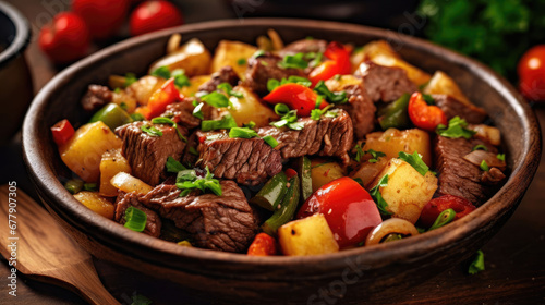 Beef And Potato Stir Fry Natural Colors , Background For Banner, HD