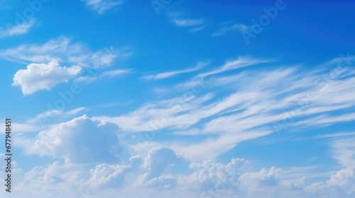 Scattered cirrus and stratus clouds in a blue sky