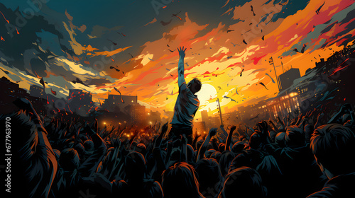 cheering crowd at a rock concert background
