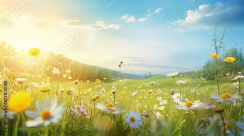 scene nature flora sunny countryside illustration meadow flower, plant outdoor, landscape grass scene nature flora sunny countryside