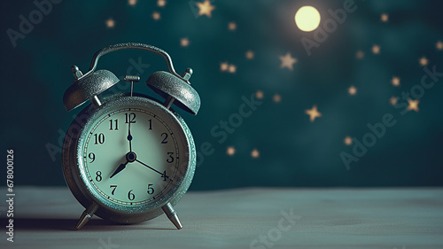 background lullaby good night clock stars and moon.