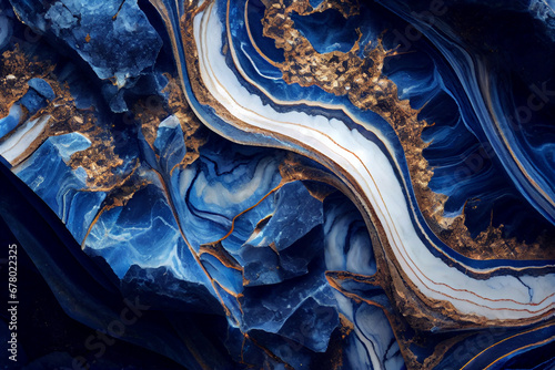 Abstract blue marble texture background. Blue marble slab with gold veins. Marble texture for tile wallpaper, interior home decoration tile, ceramic tile surface, ceramic wall and floor.