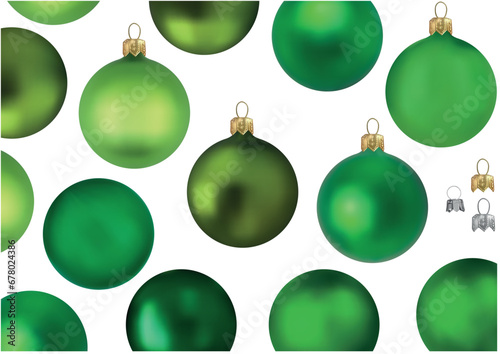 A Set of Green Christmas Balls as a Set for Designers and Illustrators