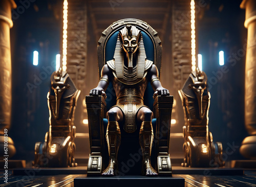 Ancient Egypt pharaoh sat in the throne - Fantasy art
