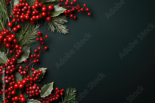 Christmas Background with Red Berries