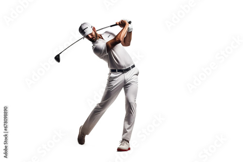 Man Using Golf Club isolated on Transparent background, Generative Ai