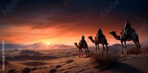 The Three Magi King of Orient, The Three Wise Men Illustration, Melchior, Caspar and Balthasar, Epiphany Celebration, christmas card wallpaper banner