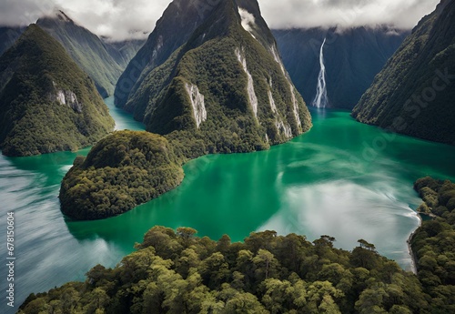 Emerald Elegance: New Zealand's Milford Sound Majesty.