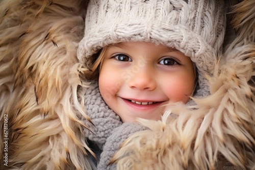 adorable child bundled up in warm winter clothing