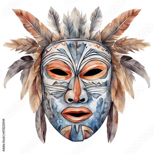 watercolour tribal mask