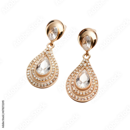 gold earring on a transparent background.