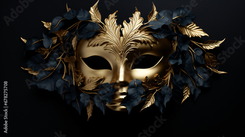 A golden mask with leaves