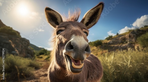 Happy donkey pleased to welcome you.