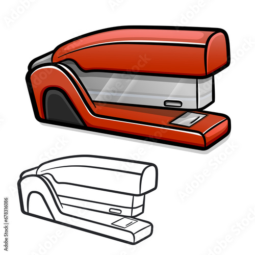 red stapler office cartoon drawing