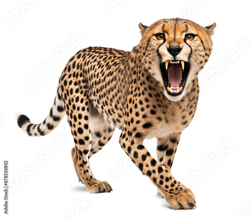 scary angry cheetah with visible teeth