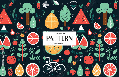 fruits seamless pattern with clip arts