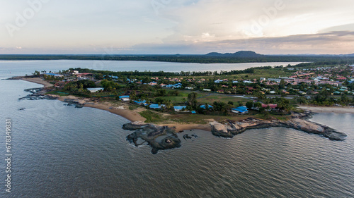 Peaceful evening in Kourou, aerial shot.