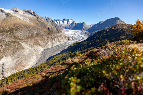 Aletsch glacier, the longest glacier of the Alps. Located in Valais, Switzerland