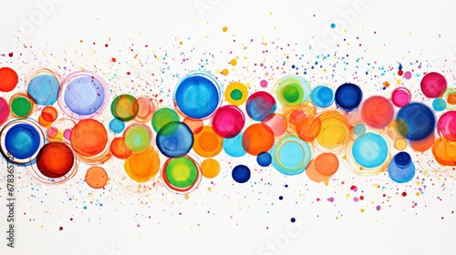 A painting of colorful circles on a white background