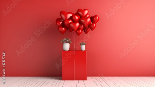 fondo en color rojo ideal para aniversario o dia del amor con corazones y elementos amorosos espacio para texto