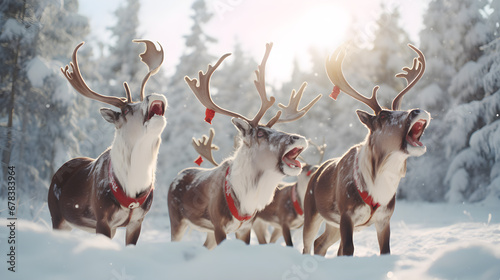 Singing Reindeer in the Snow