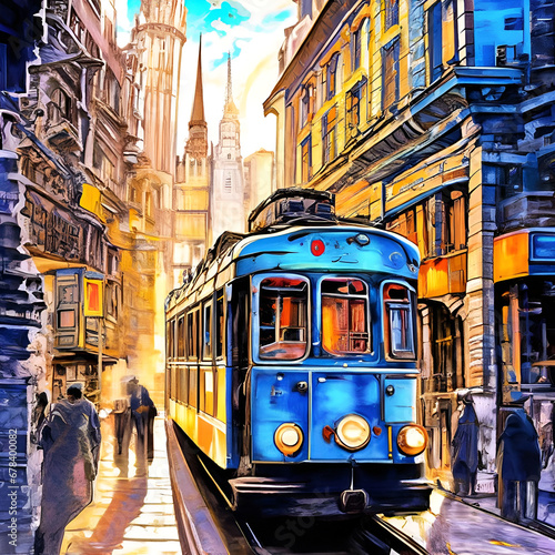 old tram in the city