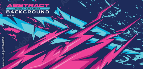 Abstract background car decal wrap background vector design pink blue grunge splash, claw art racing speed auto sticker, pattern rip scratch tiger lion wolf sporty
