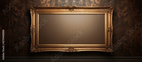 Antique frame displayed on a wall against a spotlight