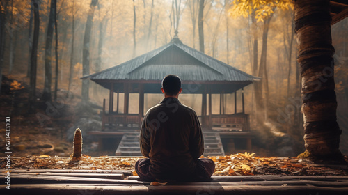 Tranquil Awakening: Buddha's Presence and Mindfulness Flourishing in Nature's Calm, AI Generated