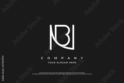 Letter BN or NB Logo Design Vector