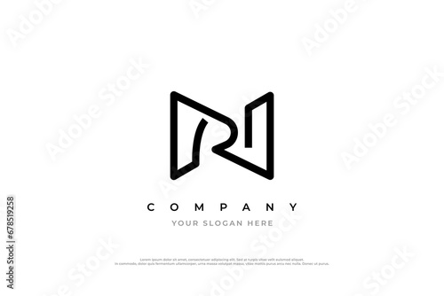 Letter RN Logo or NR Logo Design Vector