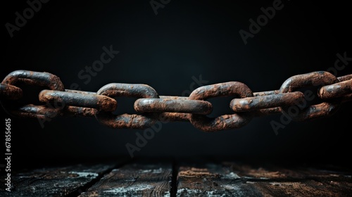 rusty chain, on a black background, Day for the Abolition of Slavery, banner