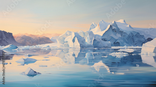 A painting of icebergs