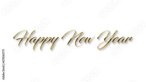golden happy new year text calligraphy transparent png for posters and banner and also for social media creative 