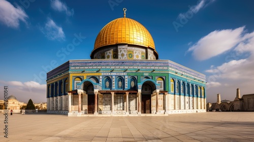 The dome of rock on temple mount, Jerusalem, Israel. It is an Islamic shrine located in the Old City of Jerusalem.