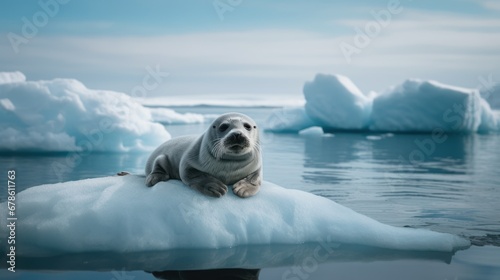 Seals on ice that is about to melt, environment and animals
