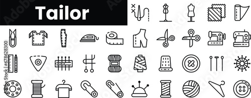 Set of outline tailor icons