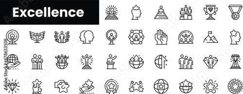 Set of outline excellence icons